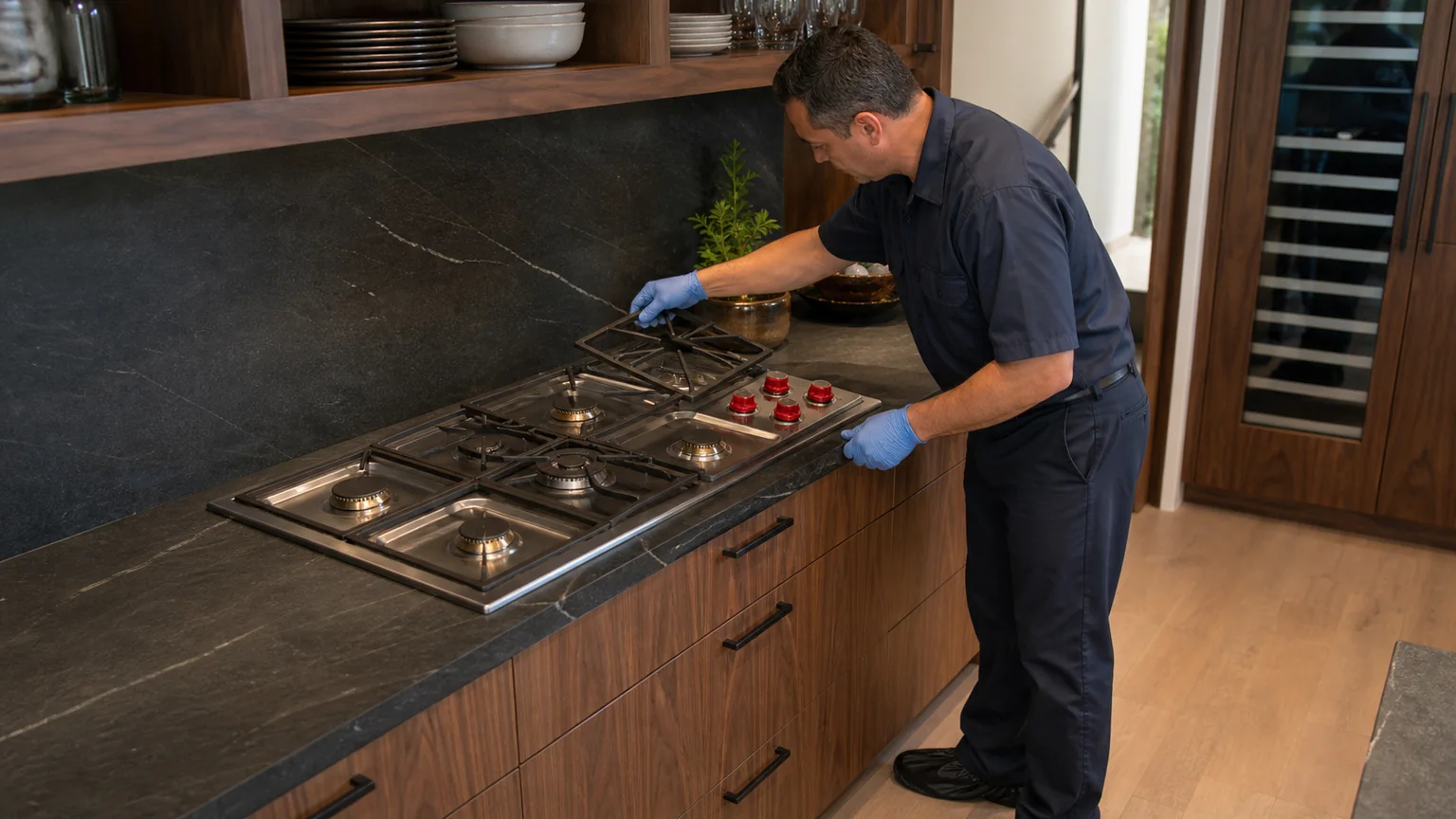 Built-in cooktop diagnostic visit in the service area