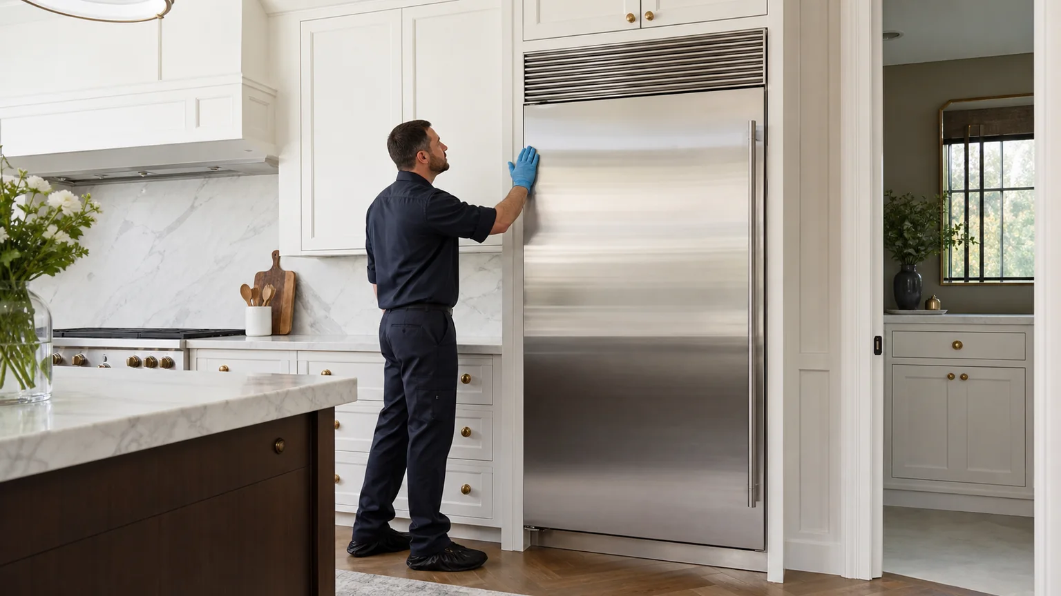 Built-in refrigerator diagnostic visit in the service area